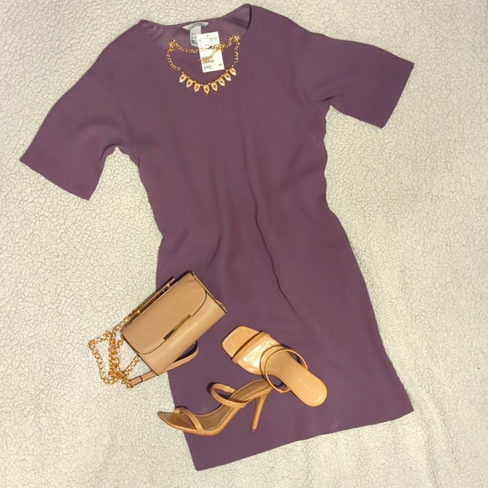 Lavender, Purple short-sleeved casual/formal, summer/fall wedding guest dress